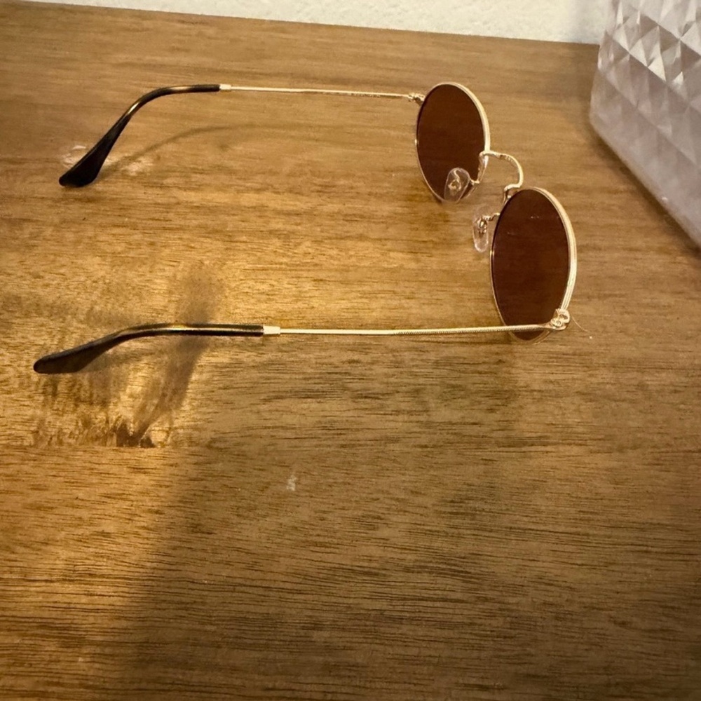 Ray-Ban Gold and Brown Oval Sunglasses - Picture 13 of 13